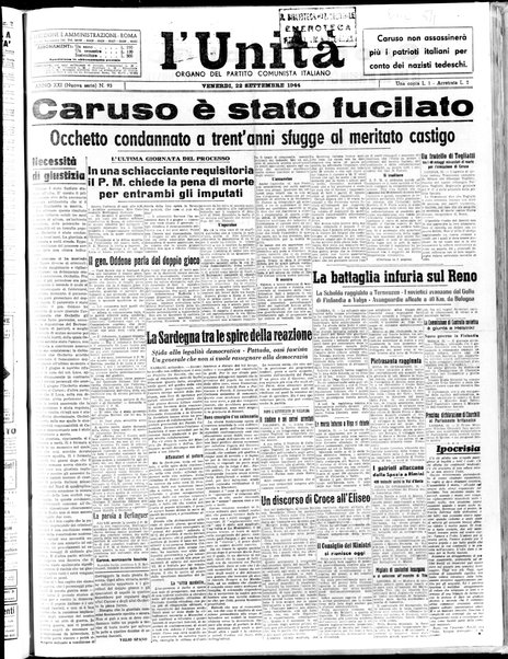 L'Unità : organo centrale del Partito comunista italiano